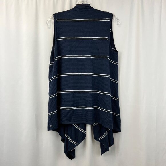Tommy Hilfiger Womens Open Front Knit Sleeveless Cardigan Navy/White Size S/P - Picture 6 of 8
